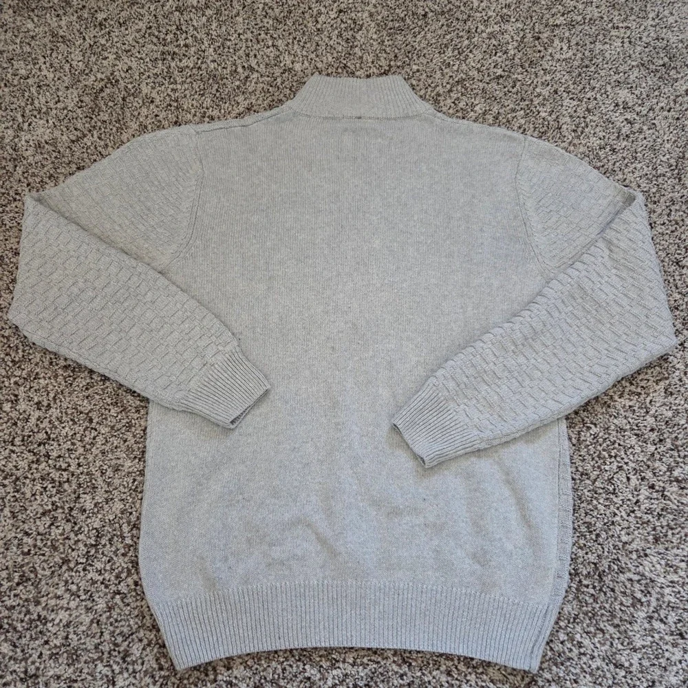Kian D Los Angeles 1/4 Zip Basket Weave Sweater Mens L Gray Cotton Preppy NWT